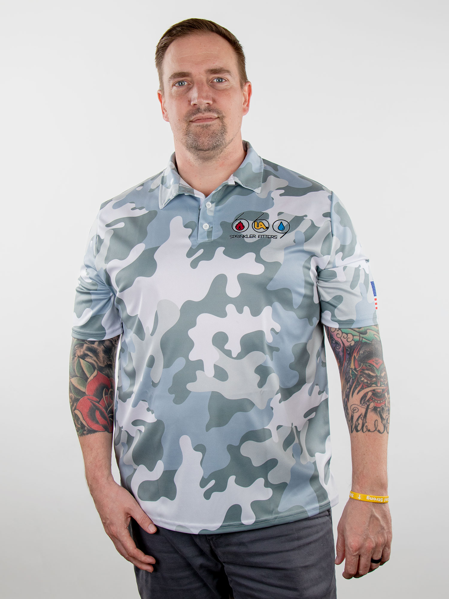 Dye Sub Grey Camo Polos
